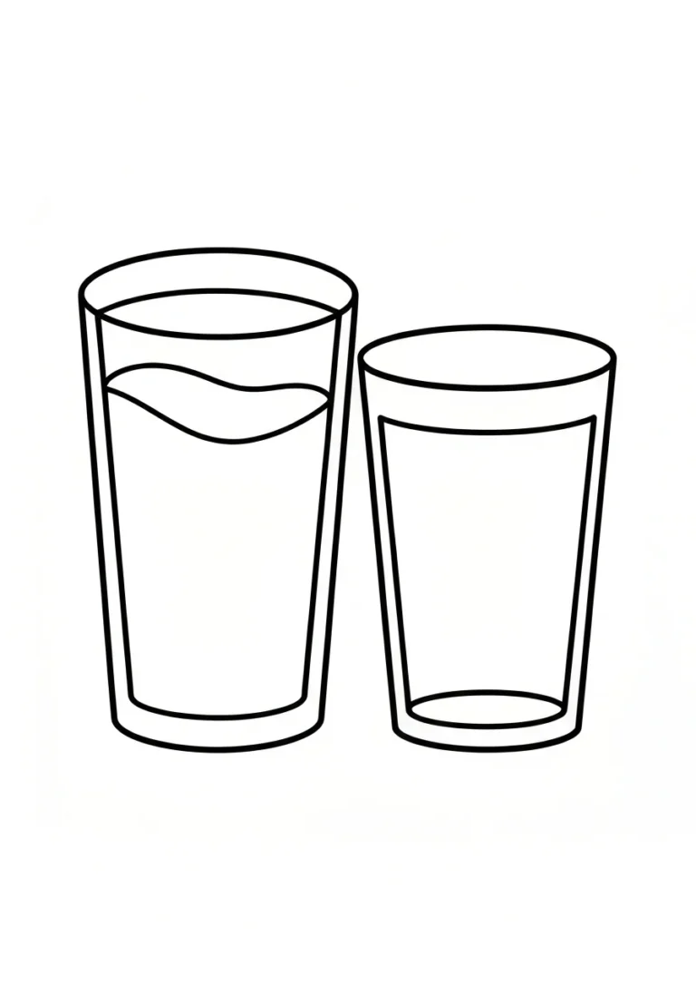 Pełny vs pusty - kolorowanka przeciwieństwa - kolorowanka line-art do druku