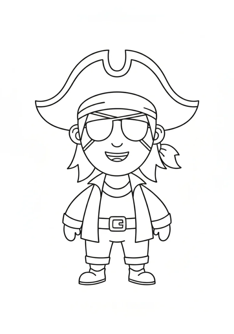 Pirat z opaską na oku - kolorowanka klasyczna - kolorowanka line-art do druku