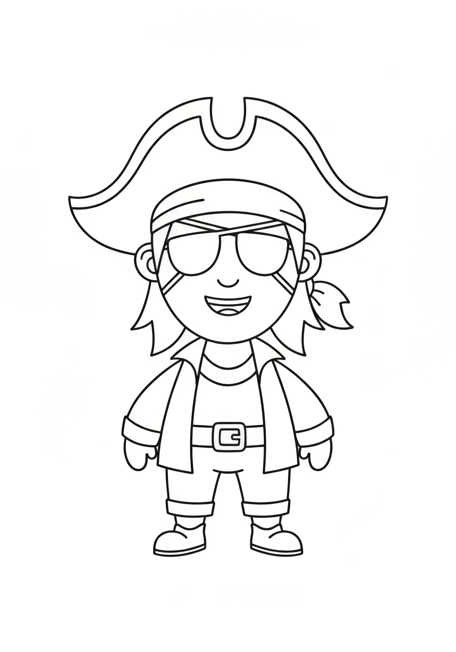 Pirat z opaską na oku - kolorowanka klasyczna - kolorowanka line-art do druku
