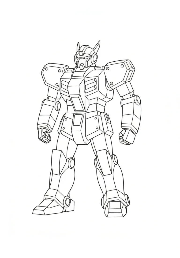 Robot bojowy gigant - kolorowanka mecha - kolorowanka line-art do druku
