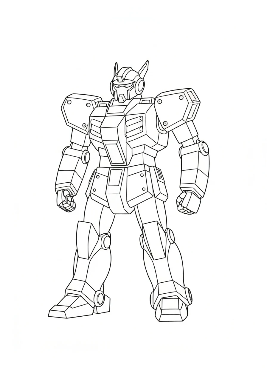 Robot bojowy gigant - kolorowanka mecha - kolorowanka line-art do druku