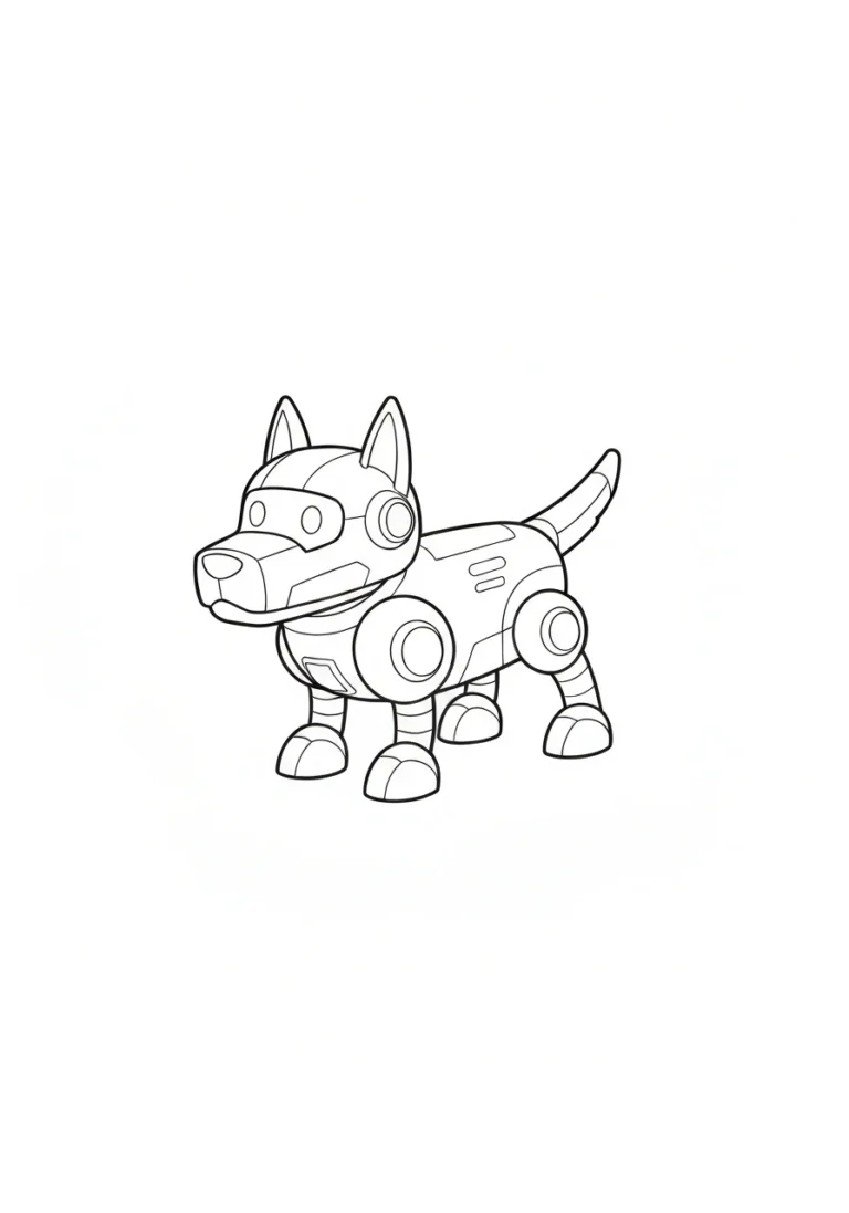 Robot pies futurystyczny - line-art kreatywny - kolorowanka line-art do druku