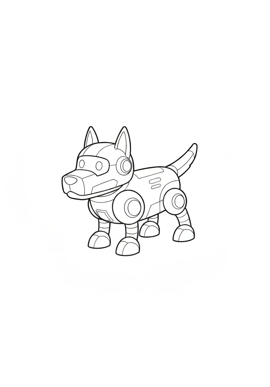 Robot pies futurystyczny - line-art kreatywny - kolorowanka line-art do druku