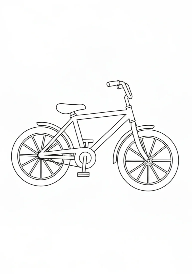 Rower dwukołowy - kolorowanka transport - kolorowanka line-art do druku