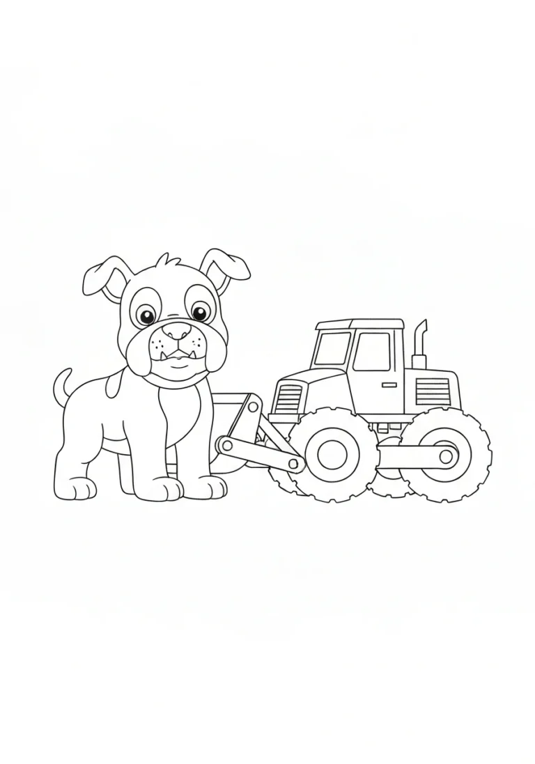 Rubble buldożer - kolorowanka Psi Patrol - kolorowanka line-art do druku