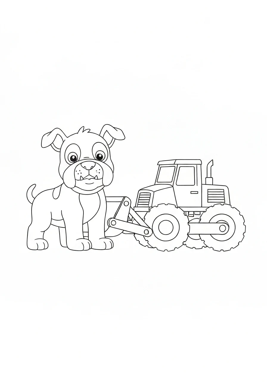 Rubble buldożer - kolorowanka Psi Patrol - kolorowanka line-art do druku