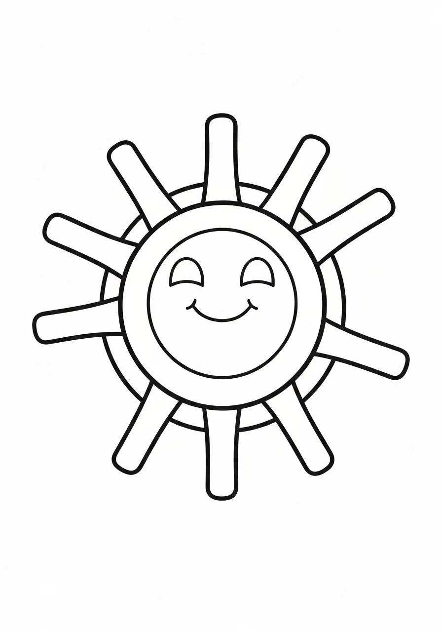 Słońce uśmiechnięte - kolorowanka lato - kolorowanka line-art do druku