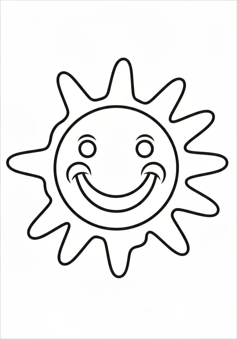 Słońce żółte (yellow sun) - kolorowanka nauka koloru - kolorowanka line-art do druku