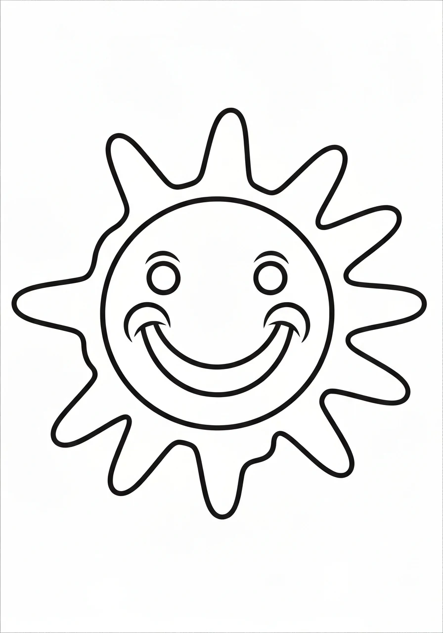 Słońce żółte (yellow sun) - kolorowanka nauka koloru - kolorowanka line-art do druku