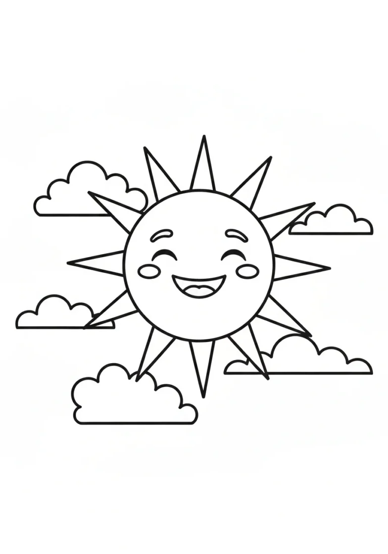 Słoneczna pogoda - kolorowanka edukacyjna - kolorowanka line-art do druku