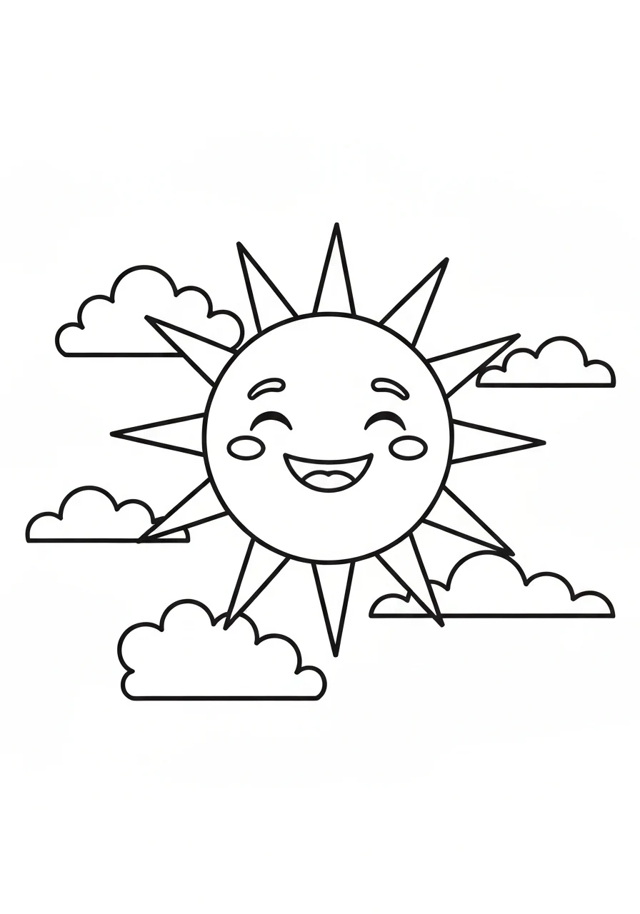 Słoneczna pogoda - kolorowanka edukacyjna - kolorowanka line-art do druku