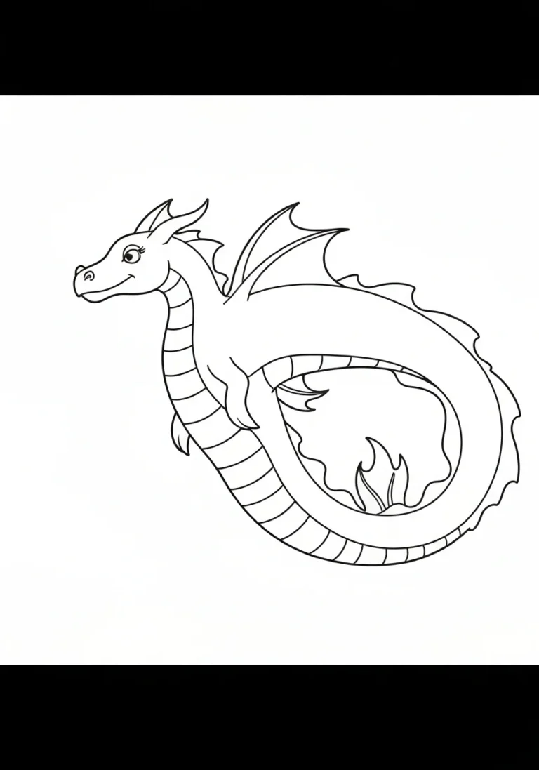Smok wodny morski - kolorowanka oceaniczna - kolorowanka line-art do druku