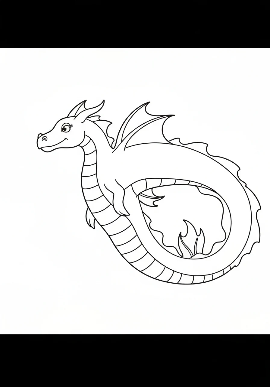 Smok wodny morski - kolorowanka oceaniczna - kolorowanka line-art do druku