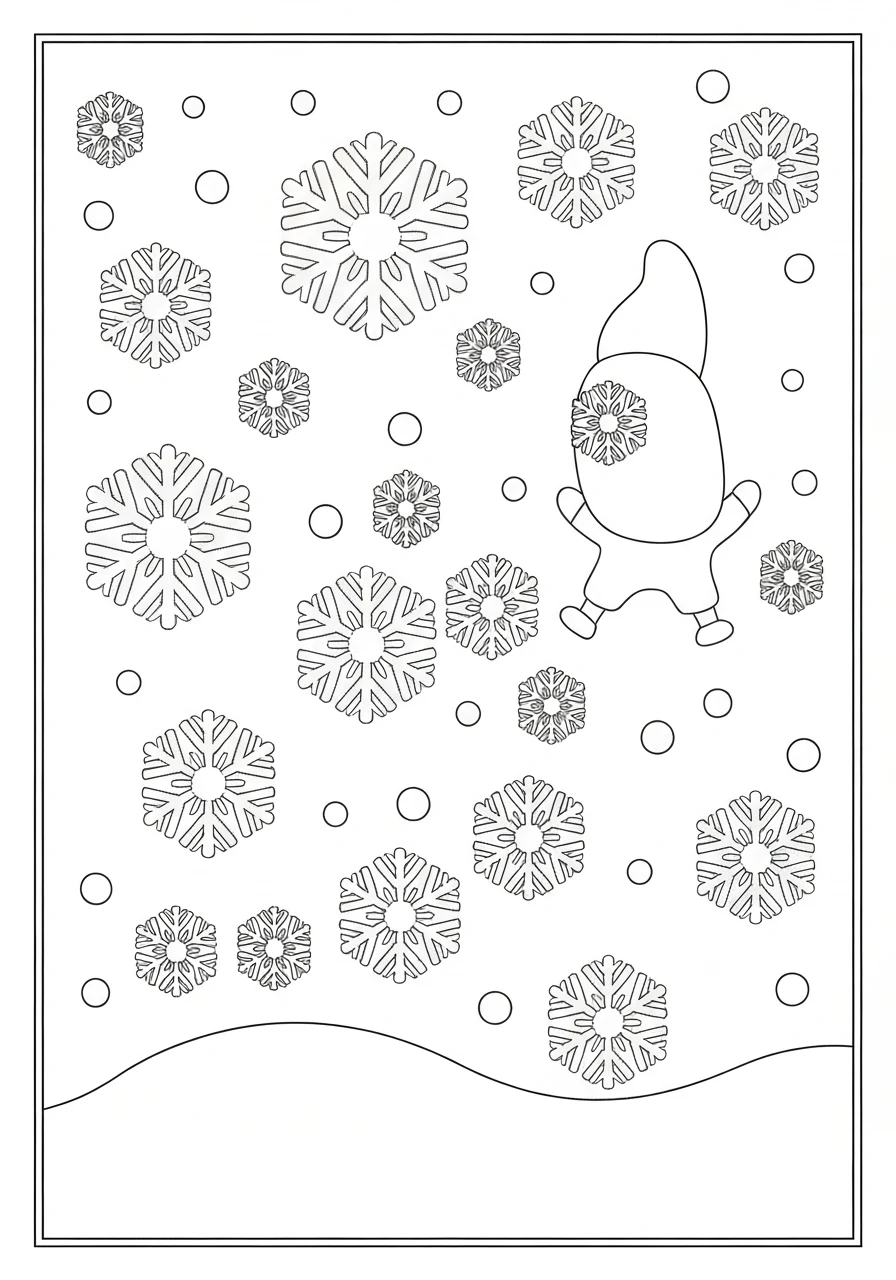 Śnieżna pogoda z płatkami - kolorowanka - kolorowanka line-art do druku