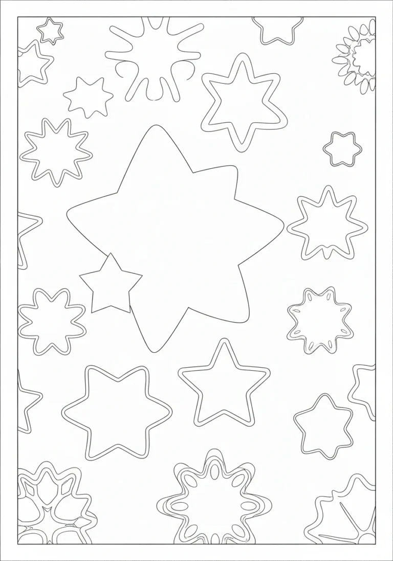 Śnieżynki świąteczne wzór gwiazdki - kolorowanka - kolorowanka line-art do druku