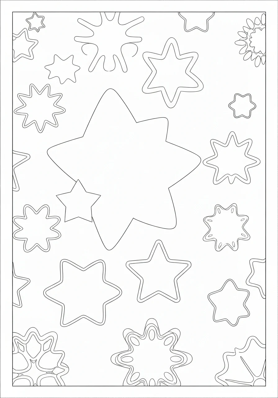 Śnieżynki świąteczne wzór gwiazdki - kolorowanka - kolorowanka line-art do druku