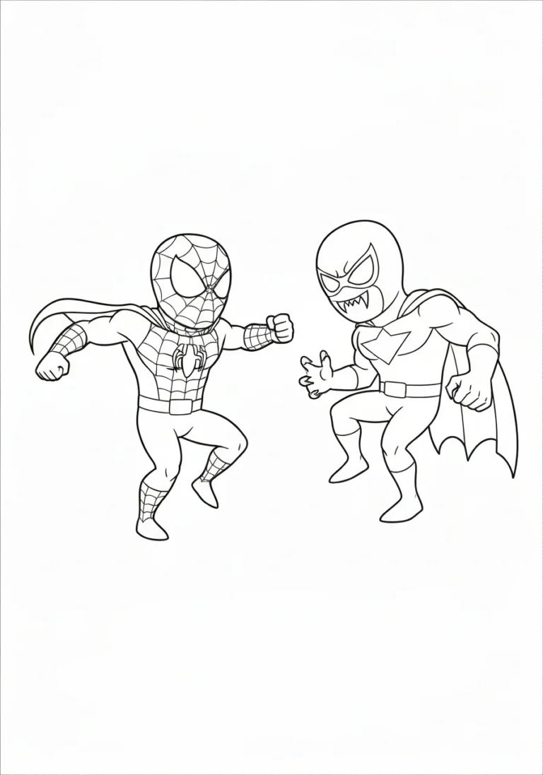 Spider-Man i Venom walka - kolorowanka epicka - kolorowanka line-art do druku