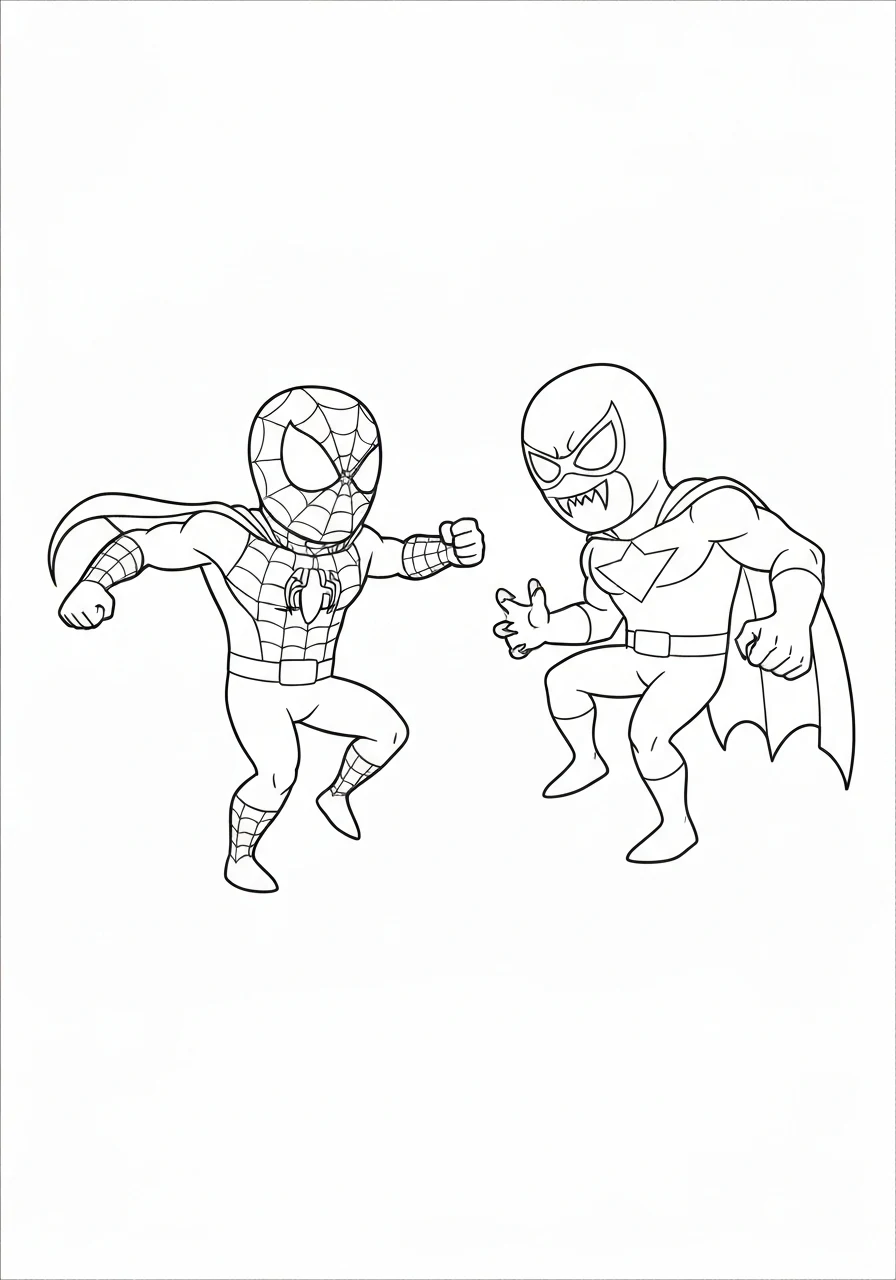 Spider-Man i Venom walka - kolorowanka epicka - kolorowanka line-art do druku