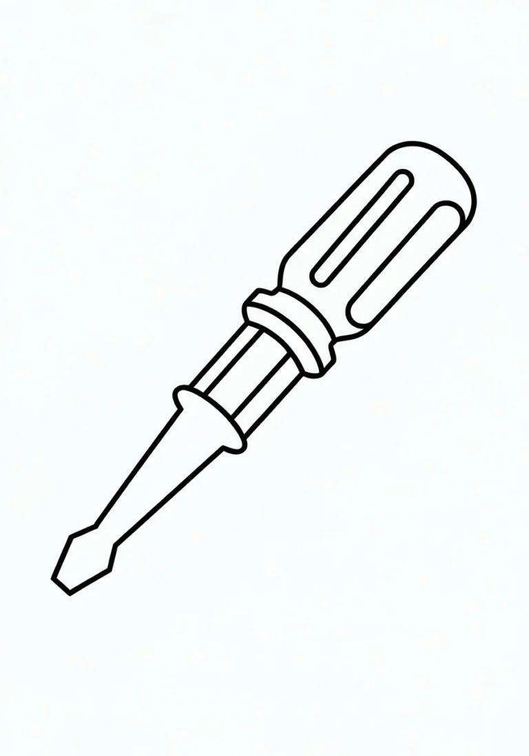 Śrubokręt - kolorowanka narzędzie - kolorowanka line-art do druku