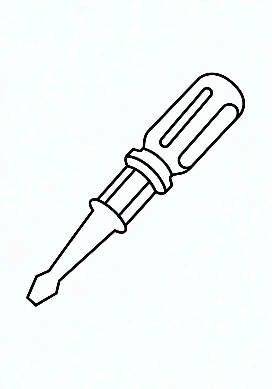 Śrubokręt - kolorowanka narzędzie - kolorowanka line-art do druku