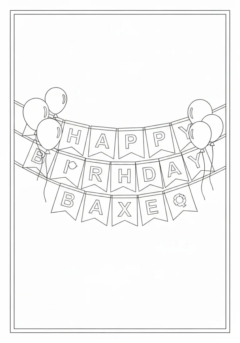 Sto lat - kolorowanka z napisem - kolorowanka line-art do druku