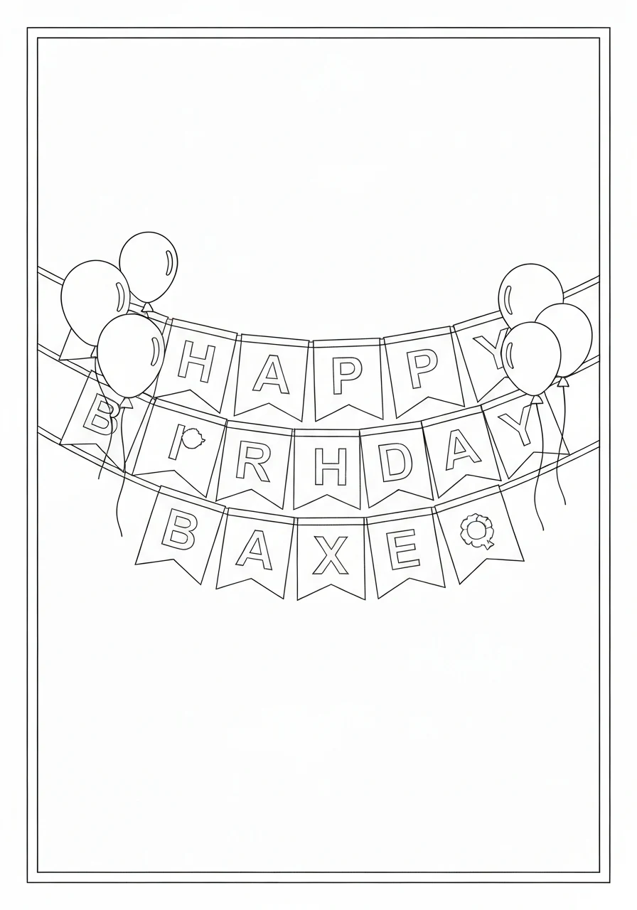 Sto lat - kolorowanka z napisem - kolorowanka line-art do druku