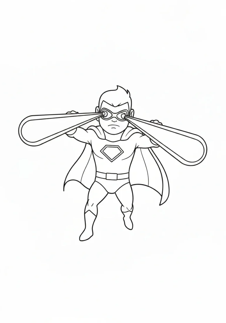 Superbohater z laserem z oczu - kolorowanka mocy - kolorowanka line-art do druku
