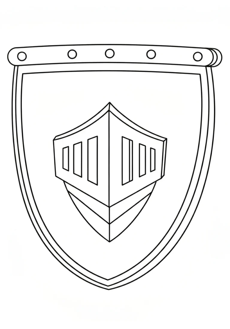 Tarcza rycerska z herbem - kolorowanka heraldyczna - kolorowanka line-art do druku