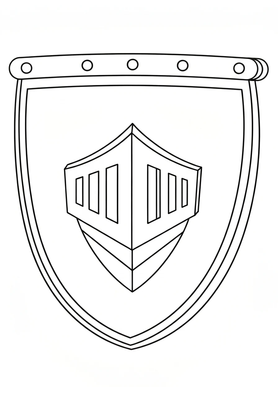 Tarcza rycerska z herbem - kolorowanka heraldyczna - kolorowanka line-art do druku