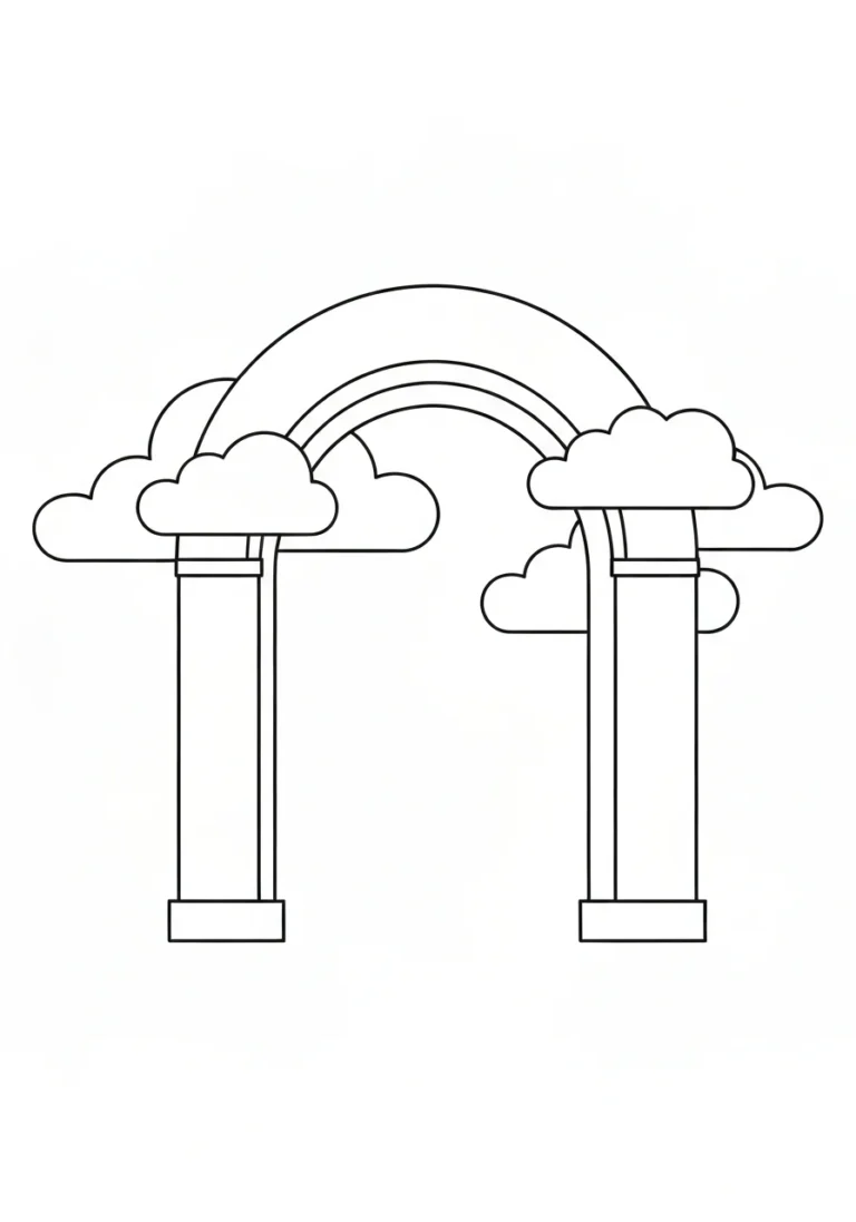 Tęcza po deszczu - wiosenna kolorowanka zjawisko pogodowe - kolorowanka line-art do druku