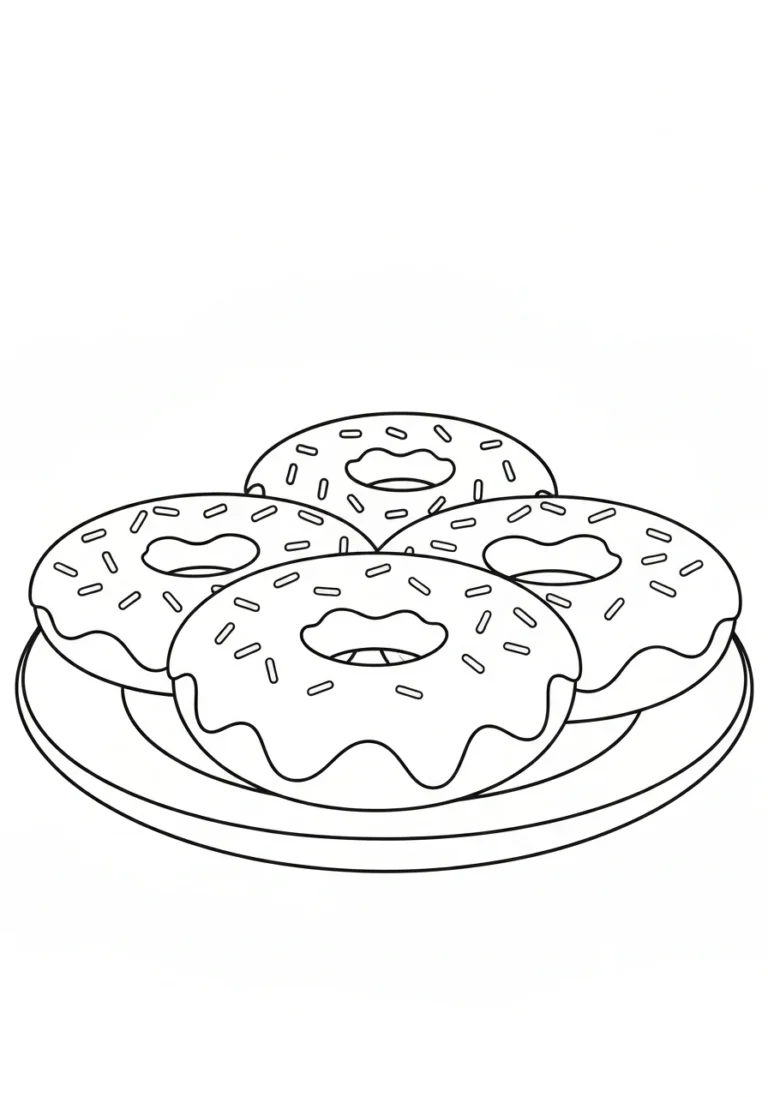 Tłusty Czwartek - pączki z lukrem - kolorowanka - kolorowanka line-art do druku