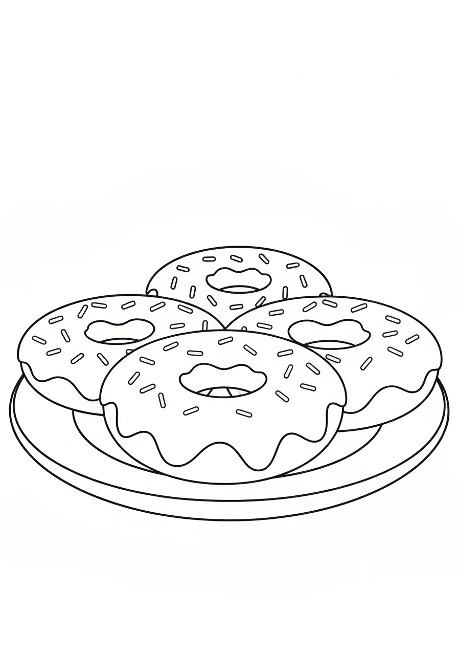 Tłusty Czwartek - pączki z lukrem - kolorowanka - kolorowanka line-art do druku