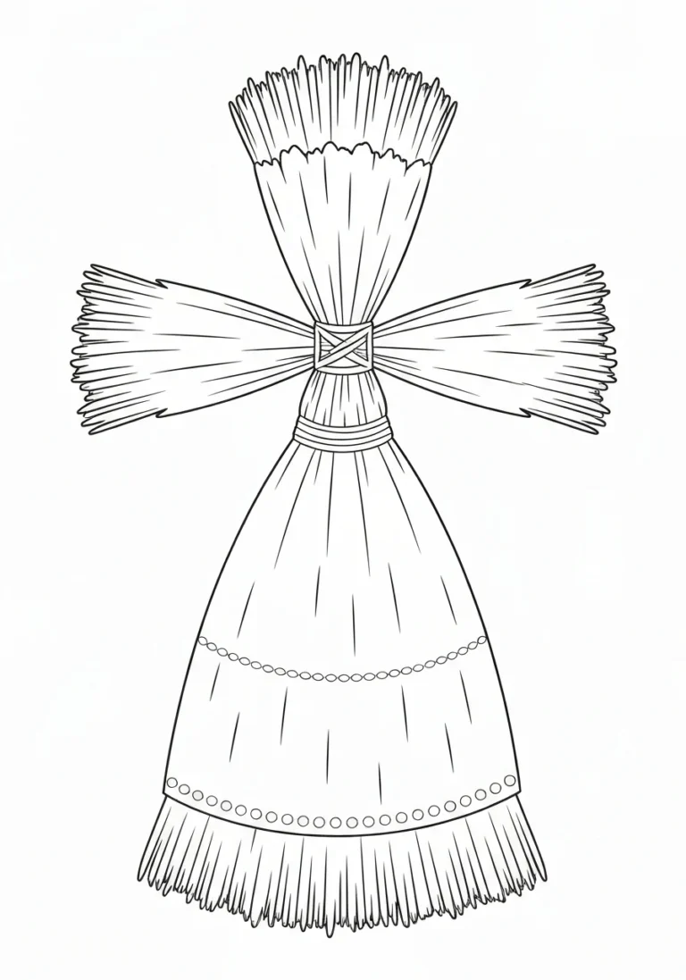Topienie marzanny - powitanie wiosny - kolorowanka - kolorowanka line-art do druku