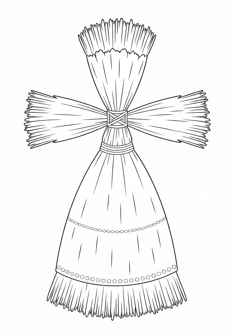 Topienie marzanny - powitanie wiosny - kolorowanka - kolorowanka line-art do druku