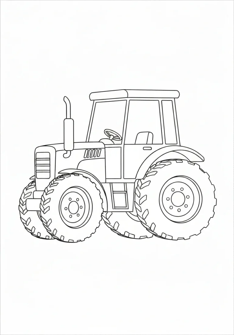 Traktor rolniczy - kolorowanka transport - kolorowanka line-art do druku