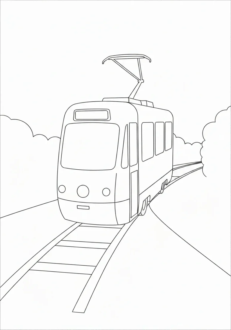 Tramwaj - kolorowanka transport miejski - kolorowanka line-art do druku