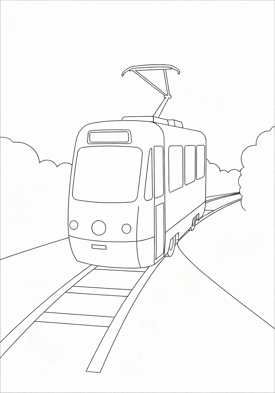 Tramwaj - kolorowanka transport miejski - kolorowanka line-art do druku