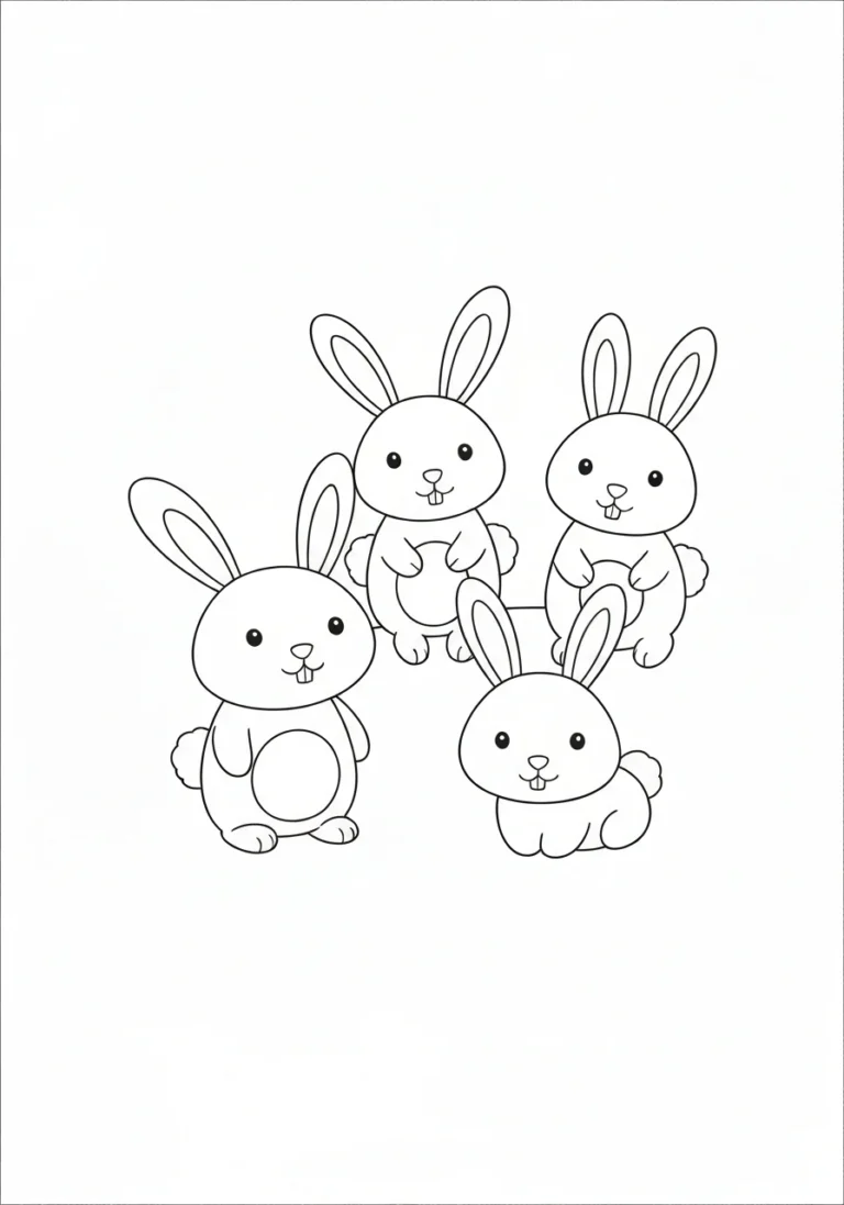 Trzy zajączki - kolorowanka wielkanocna - kolorowanka line-art do druku