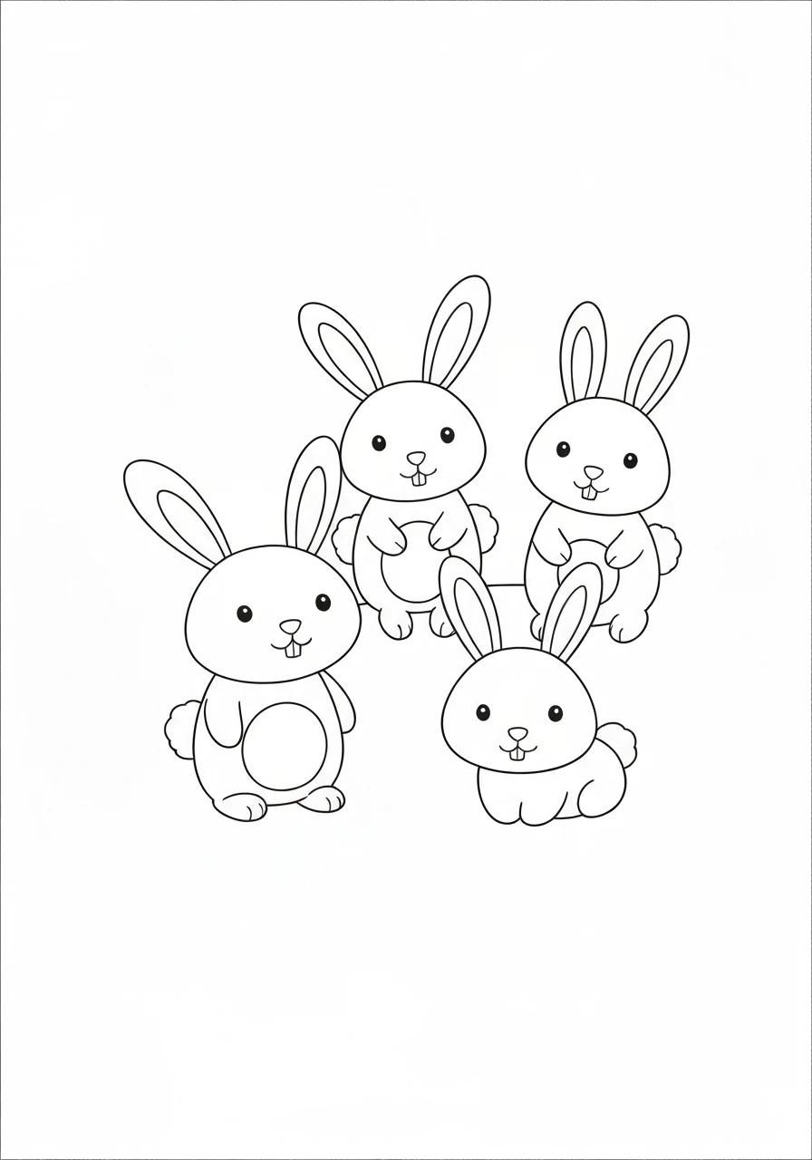 Trzy zajączki - kolorowanka wielkanocna - kolorowanka line-art do druku