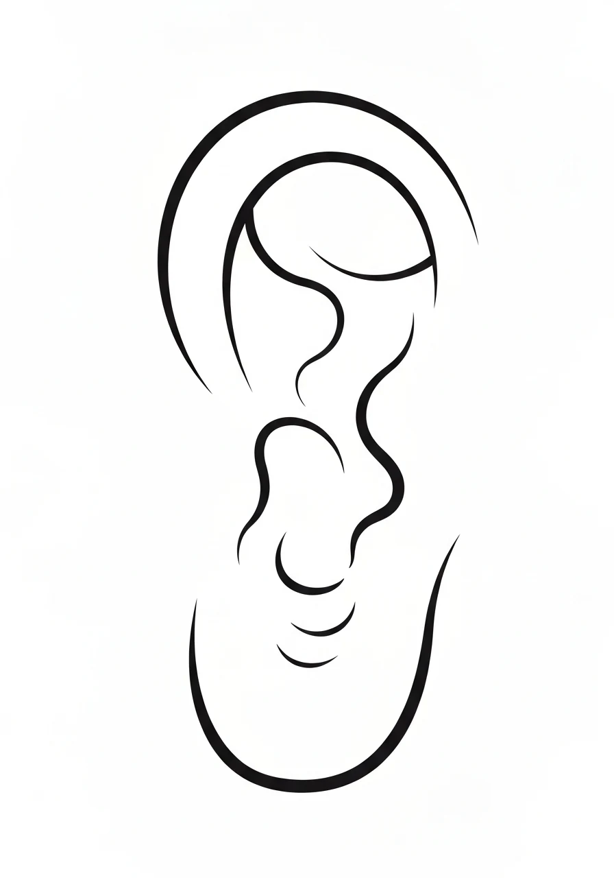 Ucho - kolorowanka zmysł słuchu - kolorowanka line-art do druku