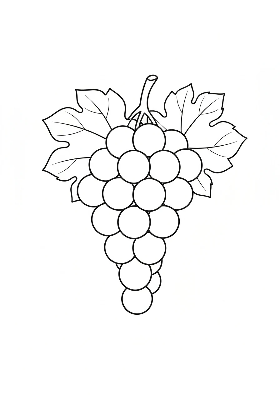 Winogrono - kolorowanka owoc edukacyjna - kolorowanka line-art do druku