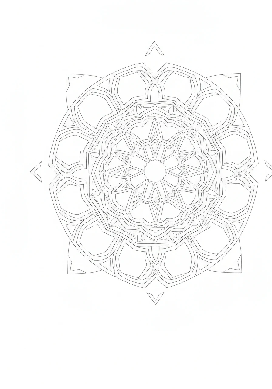 Wzór art deco - geometryczny ornament dla dorosłych - kolorowanka line-art do druku