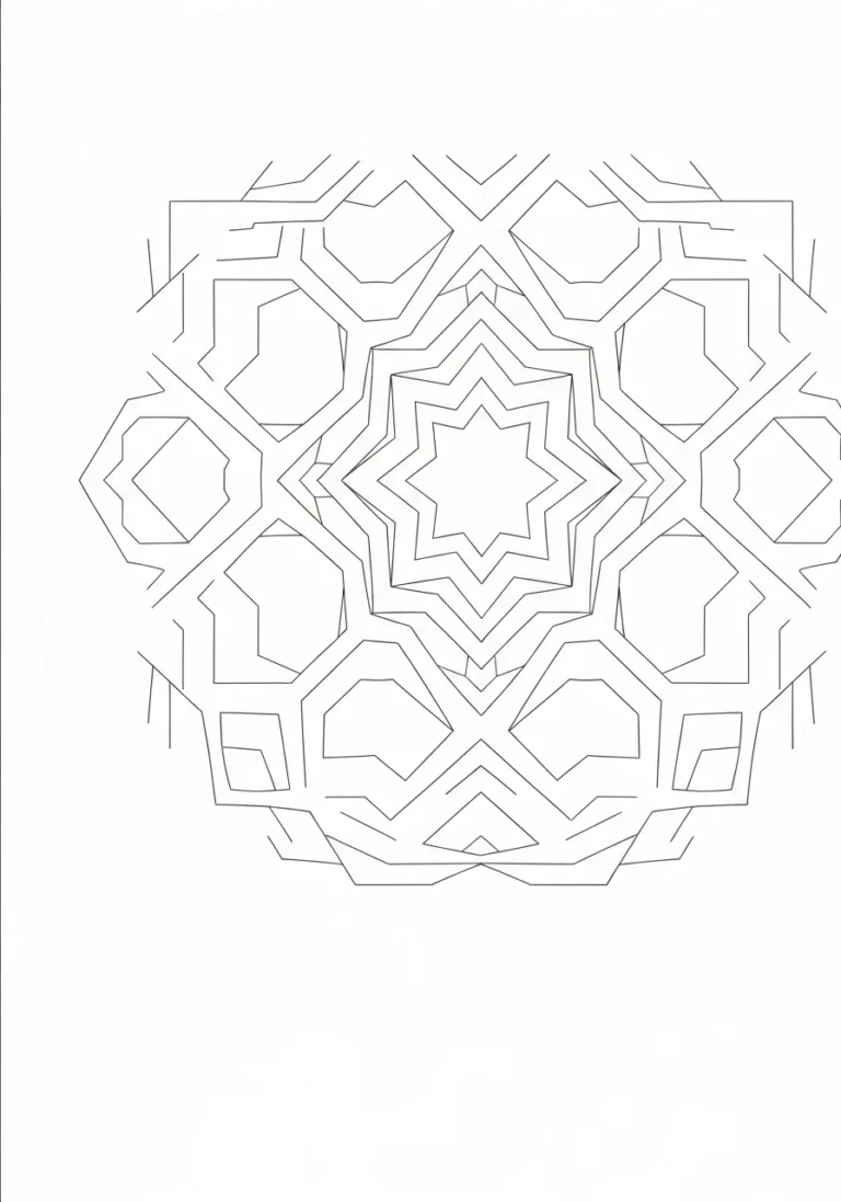 Wzór mozaiki - geometryczna kolorowanka - kolorowanka line-art do druku