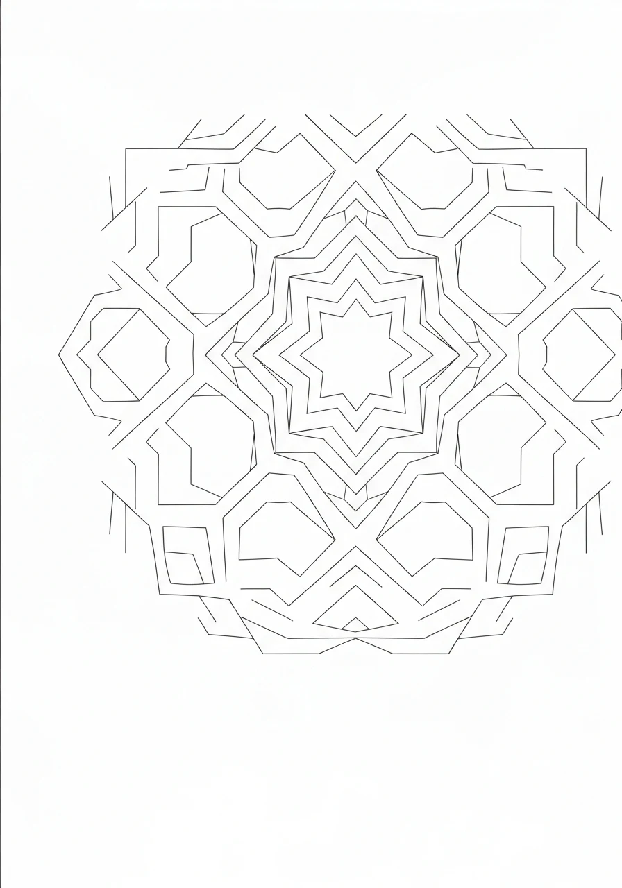 Wzór mozaiki - geometryczna kolorowanka - kolorowanka line-art do druku