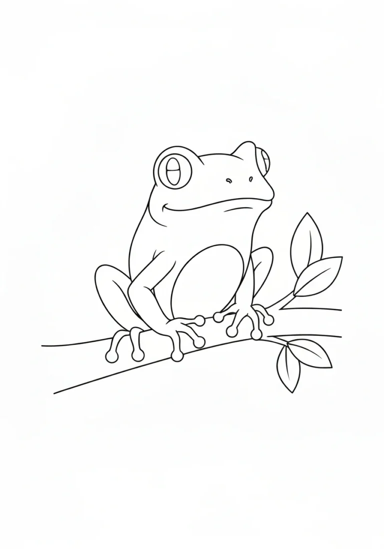 Żaba drzewna - kolorowanka tropikalna - kolorowanka line-art do druku