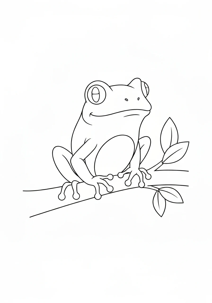 Żaba drzewna - kolorowanka tropikalna - kolorowanka line-art do druku