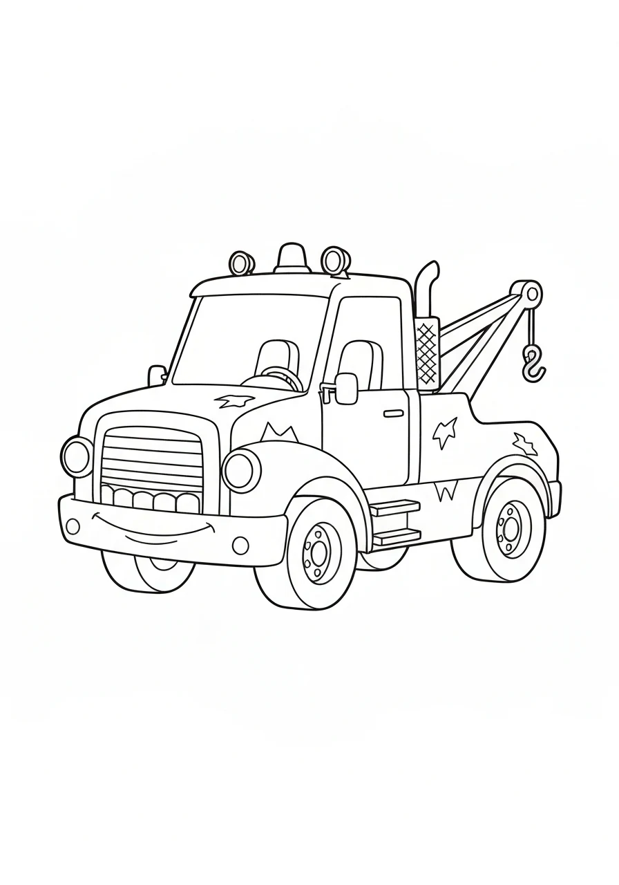 Złomek Mater z Cars - kolorowanka - kolorowanka line-art do druku